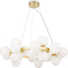 Lampadario-Contemporaneo-Dallas-Metallo-Oro-25-Luci-Diffusori-Bianco-Opaco