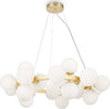 Lampadario-Contemporaneo-Dallas-Metallo-Oro-25-Luci-Diffusori-Bianco-Opaco