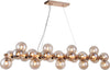 Lampadario-Contemporaneo-Dallas-Metallo-Oro-25-Luci-Diffusori-Vetro-Ambra