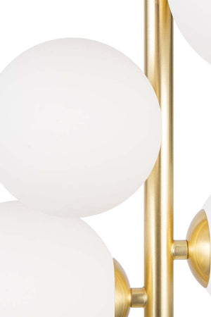Lampadario-Contemporaneo-Dallas-Metallo-Oro-6-Luci-Diffusori-Vetro-Bianco