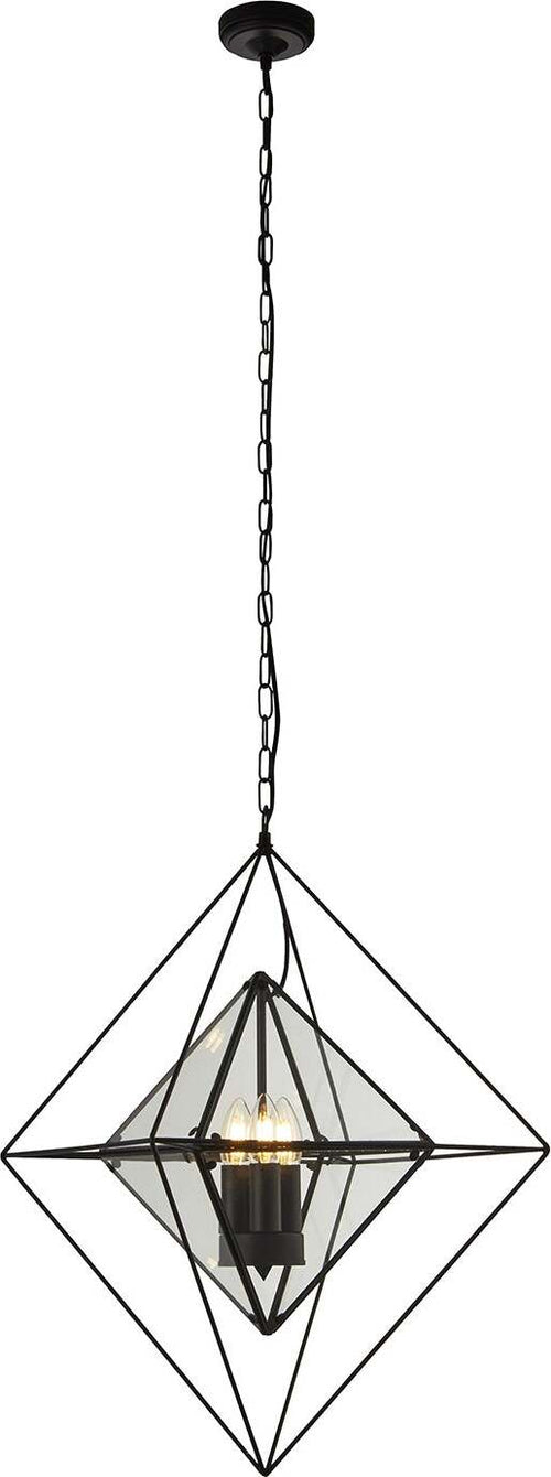 Lampadario-Contemporaneo-Diamante-Acciaio-Nero-Trasparente-3-Luci-E14