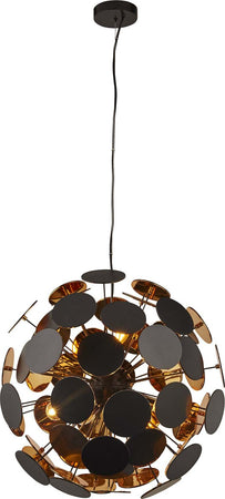 Lampadario-Contemporaneo-Disco-Acciaio-Nero-Policarbonato-Oro-6-Luci-E14
