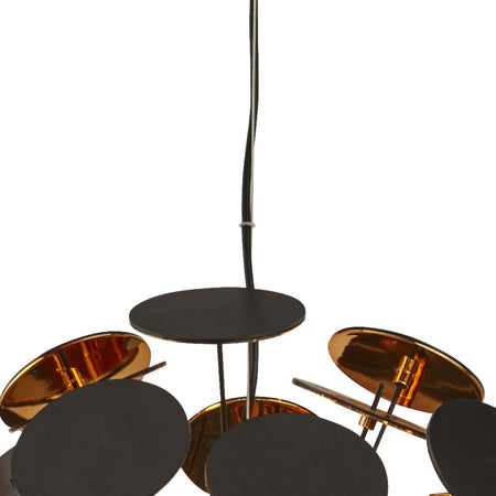 Lampadario-Contemporaneo-Disco-Acciaio-Nero-Policarbonato-Oro-6-Luci-E14