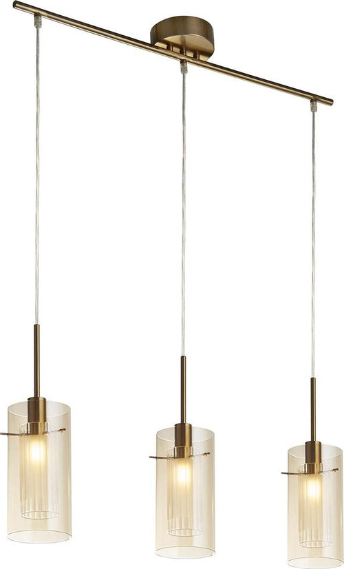 Lampadario-Contemporaneo-Duetto-3-Acciaio-Ottone-Vetro-3-Luci-E14