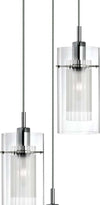 Lampadario-Contemporaneo-Duo-1-Acciaio-Argento-Vetro-Cromo-3-Luci-E14