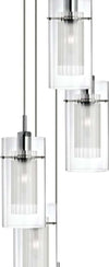 Lampadario-Contemporaneo-Duo-1-Acciaio-Argento-Vetro-Cromo-5-Luci-E14