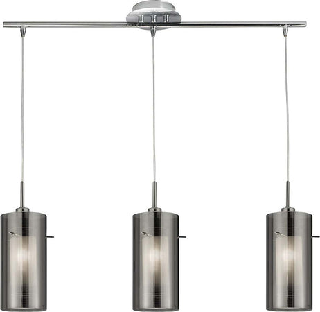 Lampadario-Contemporaneo-Duo-2-Acciaio-Cromo-Vetro-3-Luci-E14