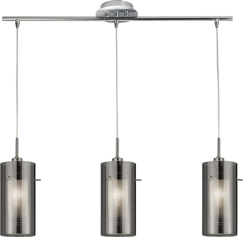 Lampadario-Contemporaneo-Duo-2-Acciaio-Cromo-Vetro-3-Luci-E14
