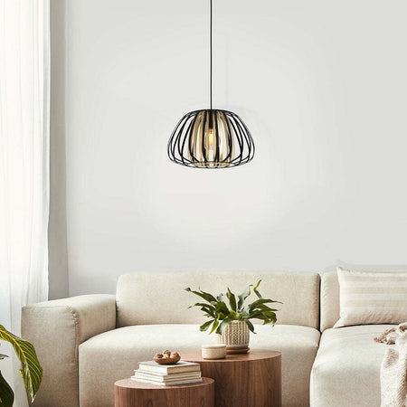 Lampadario-Contemporaneo-Encinitos-1-Luce-Acciaio-Nero-E-Oro