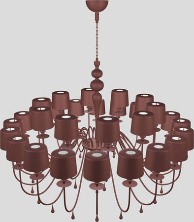 Lampadario-Contemporaneo-Eva-In-Plastica-Rosso-Alluminio-30-Luci