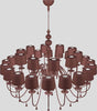Lampadario-Contemporaneo-Eva-In-Plastica-Rosso-Alluminio-30-Luci