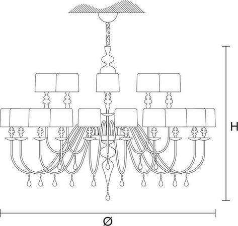 Lampadario-Contemporaneo-Eva-In-Plastica-Rosso-Alluminio-30-Luci