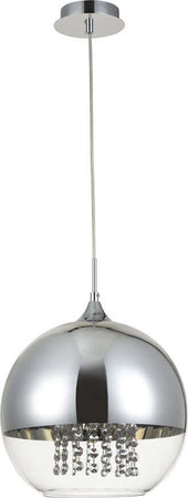 Lampadario-Contemporaneo-Fermi-Metallo-Nichel-1-Luce-Diffusori-Vetro-Trasparente