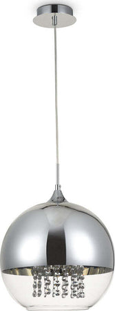 Lampadario-Contemporaneo-Fermi-Metallo-Nichel-1-Luce-Diffusori-Vetro-Trasparente