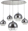 Lampadario-Contemporaneo-Fermi-Metallo-Nichel-5-Luci-Diffusori-Vetro-E-Metallo