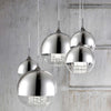 Lampadario-Contemporaneo-Fermi-Metallo-Nichel-5-Luci-Diffusori-Vetro-E-Metallo