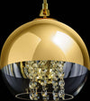 Lampadario-Contemporaneo-Fermi-Metallo-Oro-5-Luci-Diffusori-Vetro-E-Metallo