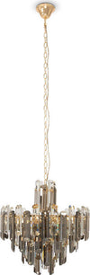 Lampadario-Contemporaneo-Flare-Metallo-Oro-6-Luci-Diffusori-Vetro