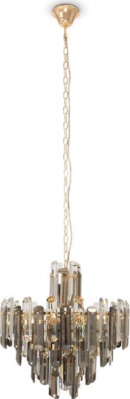 Lampadario-Contemporaneo-Flare-Metallo-Oro-6-Luci-Diffusori-Vetro