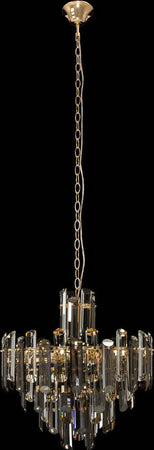 Lampadario-Contemporaneo-Flare-Metallo-Oro-6-Luci-Diffusori-Vetro