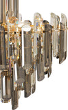 Lampadario-Contemporaneo-Flare-Metallo-Oro-6-Luci-Diffusori-Vetro
