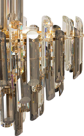 Lampadario-Contemporaneo-Flare-Metallo-Oro-6-Luci-Diffusori-Vetro