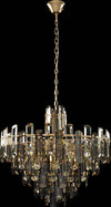 Lampadario-Contemporaneo-Flare-Metallo-Oro-8-Luci-Diffusori-Vetro
