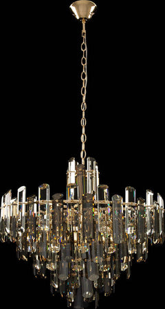 Lampadario-Contemporaneo-Flare-Metallo-Oro-8-Luci-Diffusori-Vetro