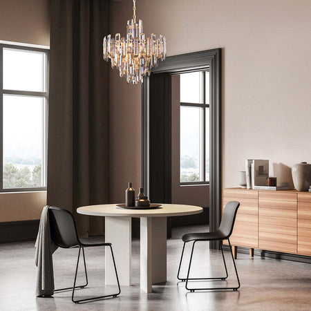 Lampadario-Contemporaneo-Flare-Metallo-Oro-8-Luci-Diffusori-Vetro
