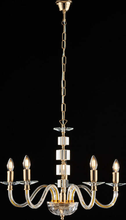 Lampadario-Contemporaneo-Franz-Cristallo-Oro-5-Luci-E14