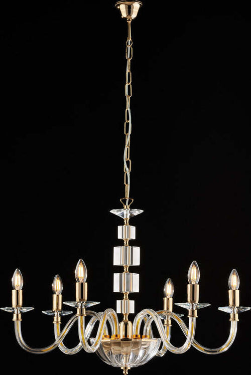 Lampadario-Contemporaneo-Franz-Cristallo-Oro-6-Luci-E14