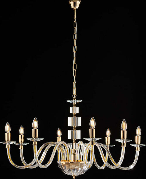 Lampadario-Contemporaneo-Franz-Cristallo-Oro-8-Luci-E14