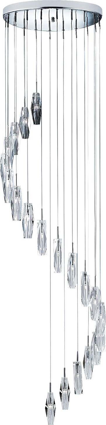 Lampadario-Contemporaneo-Ghiaccio-Scolpito-Acciaio-Cromo-Vetro-G4-1,5X20W