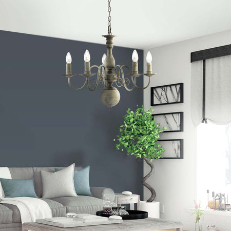 Lampadario-Contemporaneo-Greythorne-Acciaio-Grigio-5-Luci-E14