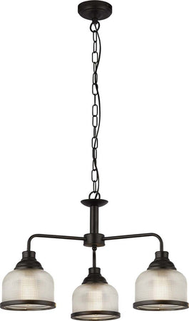 Lampadario-Contemporaneo-Highworth-Acciaio-Nero-Vetro-Trasparente-3-Luci-E27