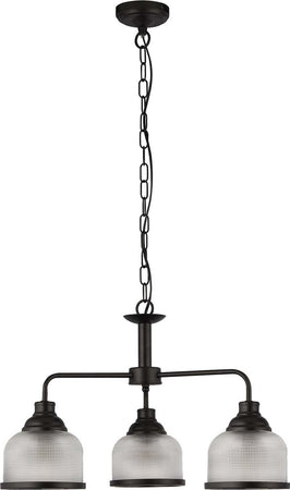 Lampadario-Contemporaneo-Highworth-Acciaio-Nero-Vetro-Trasparente-3-Luci-E27