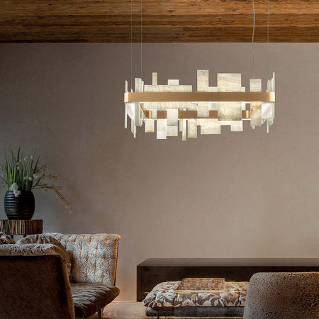 Lampadario-Contemporaneo-Honicè-Metallo-Oro-E-Onice-Led-28,1W