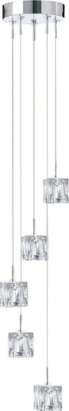 Lampadario-Contemporaneo-Ice-Cube-Acciaio-Cromo-Vetro-Trasparente-Led-5,2W-3000K