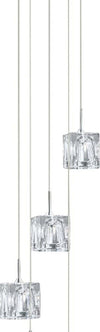 Lampadario-Contemporaneo-Ice-Cube-Acciaio-Cromo-Vetro-Trasparente-Led-5,2W-3000K