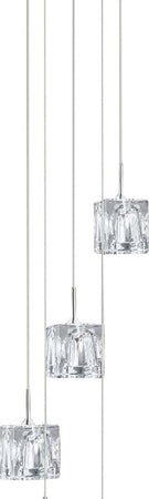 Lampadario-Contemporaneo-Ice-Cube-Acciaio-Cromo-Vetro-Trasparente-Led-5,2W-3000K