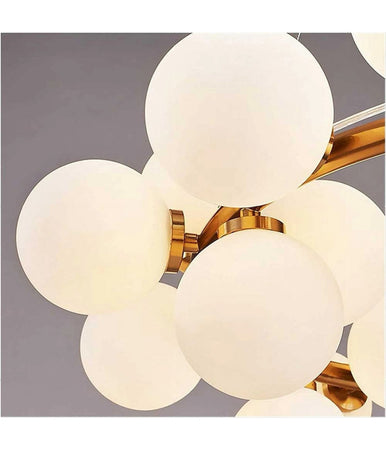 Lampadario Contemporaneo In Metallo Bronzo A Sospensione 25 Sfere Vetro G9 B87