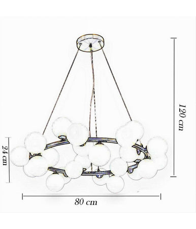 Lampadario Contemporaneo In Metallo Bronzo A Sospensione 25 Sfere Vetro G9 B87