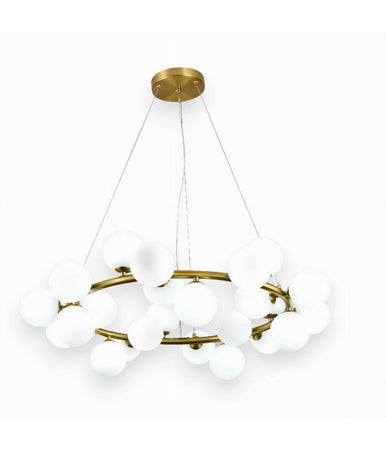 Lampadario Contemporaneo In Metallo Bronzo A Sospensione 25 Sfere Vetro G9 B87