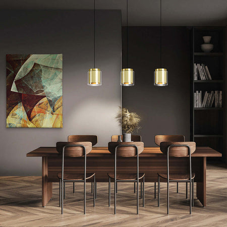 Lampadario-Contemporaneo-Lagunitas-3-Luci-Acciaio-Nero-E-Ottone