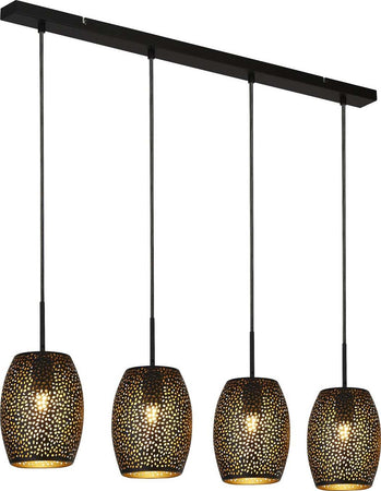 Lampadario-Contemporaneo-Laser-Acciaio-Nero-Oro-4-Luci-E27