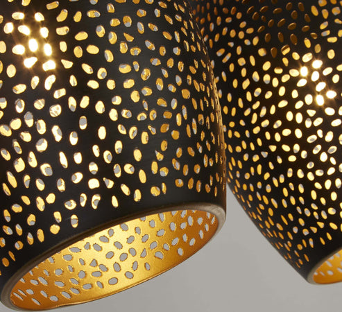 Lampadario-Contemporaneo-Laser-Acciaio-Nero-Oro-4-Luci-E27