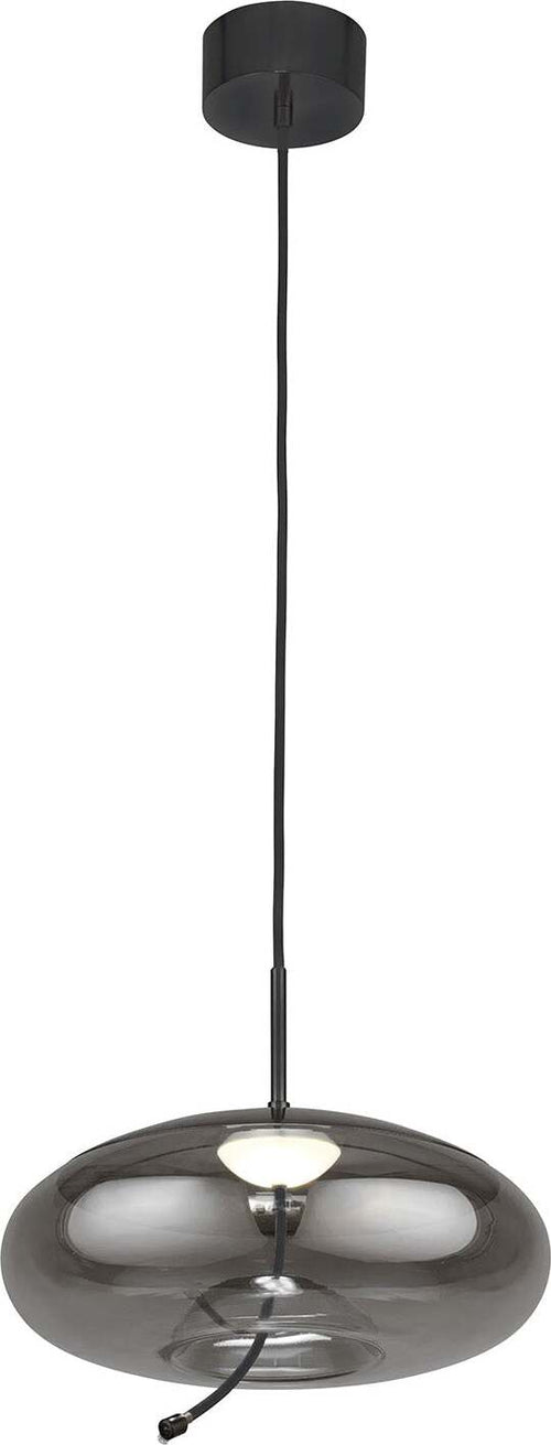 Lampadario-Contemporaneo-Lisbona-Acciaio-Cromo-Vetro-Nero-Led-6W-2700K