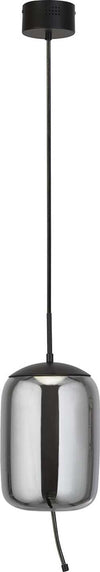 Lampadario-Contemporaneo-Lisbona-Acciaio-Nero-Vetro-Fumè-Led-6W-2700K