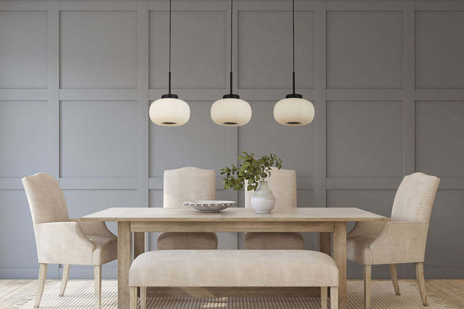 Lampadario-Contemporaneo-Lumina-Acciaio-Bianco-Vetro-Nero-3-Luci-E27