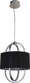 Lampadario-Contemporaneo-Madrid-Acciaio-Cromo-Tessuto-Nero-Led-20W-3000K